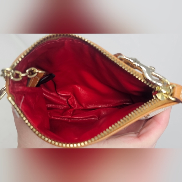 *SOLD*Dooney & Bourke Signature Brown/Beige Wristlet Wallet Pouch Coin Keychain - Picture 12 of 15